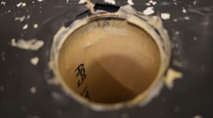 Close-up of a pipe liner ready for installation